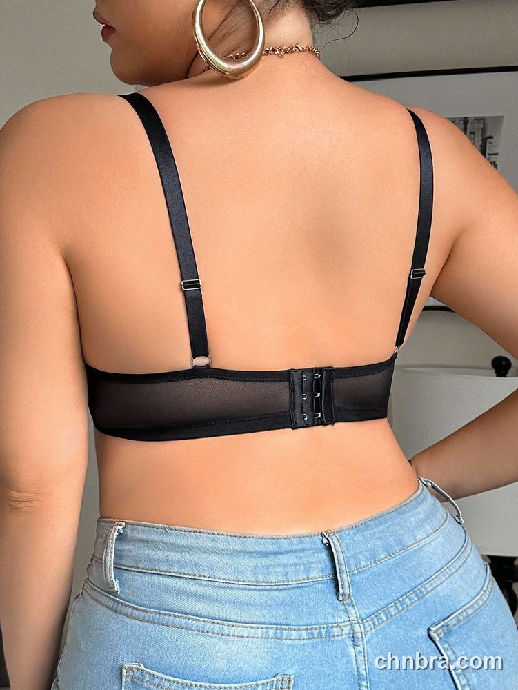 Plus Size Black Embroidered Floral Balconette Bra – OEM / ODM Lingerie Manufacturer 7