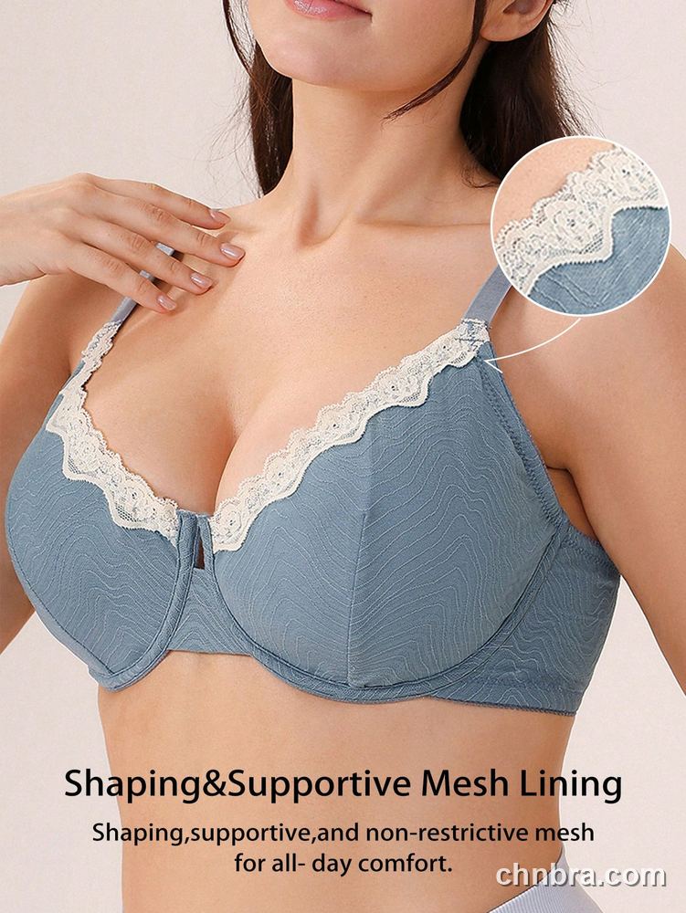 DesireSculpt Plus Size Wave-Texture Jacquard Bra – Factory Wholesale 3