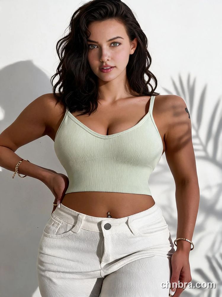 Wholesale Women's Ribbed Seamless Cami Bralette, Scoop Neck, Spaghetti Straps, Comfortable Breathable – Seamless Bra Factory, China 12