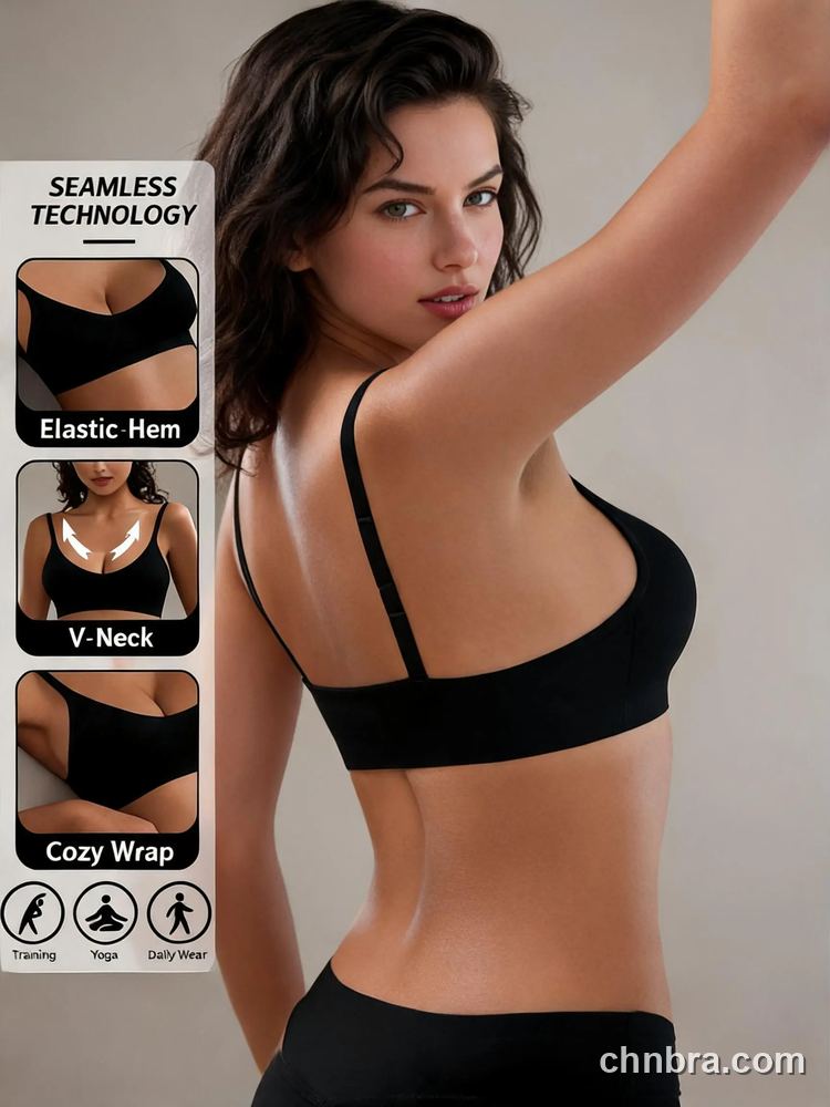 Seamless V-Neck Wireless Bralette, Elastic Hem for Sports & Daily Wear – OEM / ODM Seamless Bra Manufacturer 2