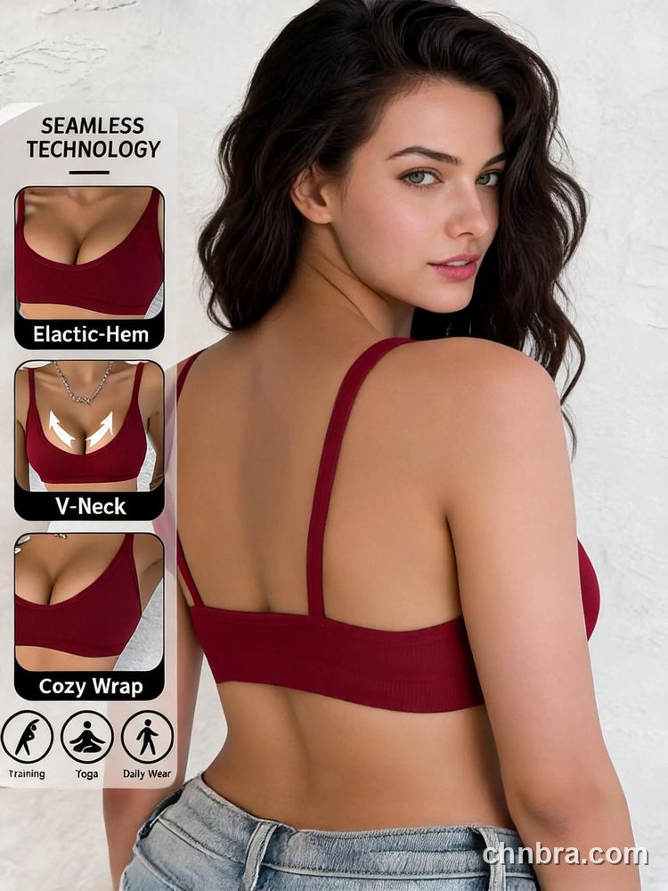 Seamless V-Neck Wireless Bralette, Elastic Hem for Sports & Daily Wear – OEM / ODM Seamless Bra Manufacturer 10