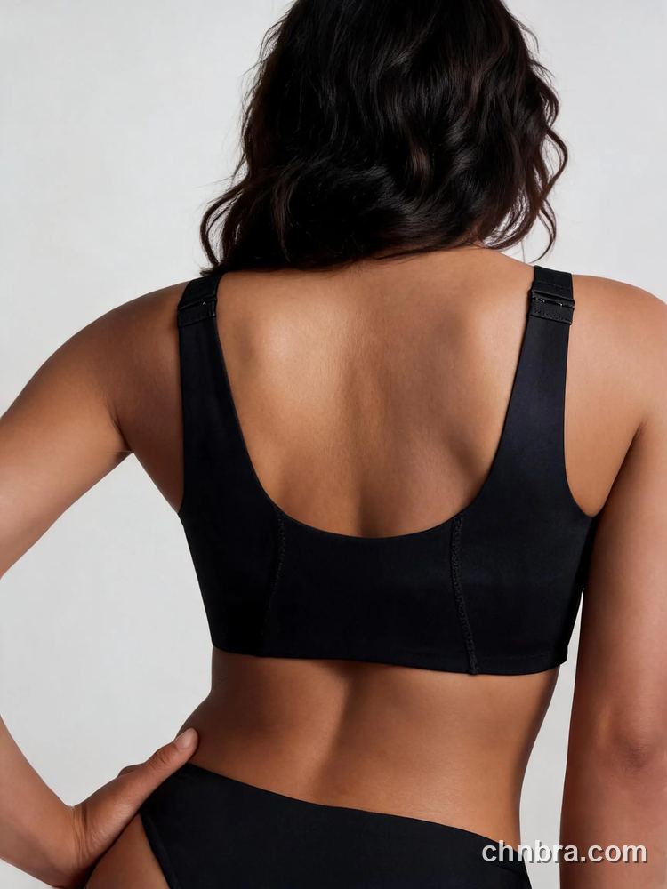 Wholesale Women's Black Seamless Scoop Neck Wireless Bra, Wide Straps, Comfortable Breathable – Seamless Bra Factory, China 2