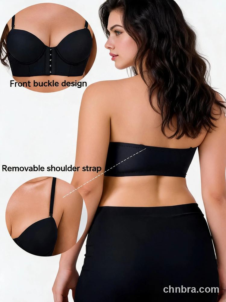 Black Strapless Push Up Bra, Front Hook Closure, Removable Straps – Bulk Wholesale, Lingerie Supplier 2
