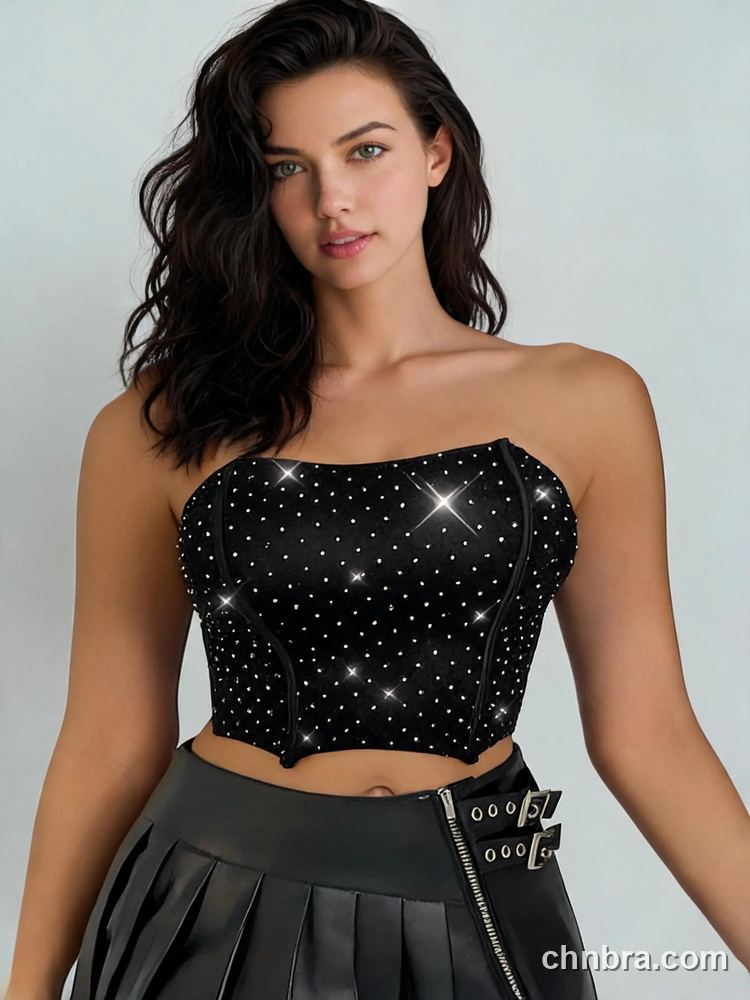Black Rhinestone Strapless Corset Bustier Top, for Wedding & Evening Dress – OEM / ODM Lingerie Manufacturer 8