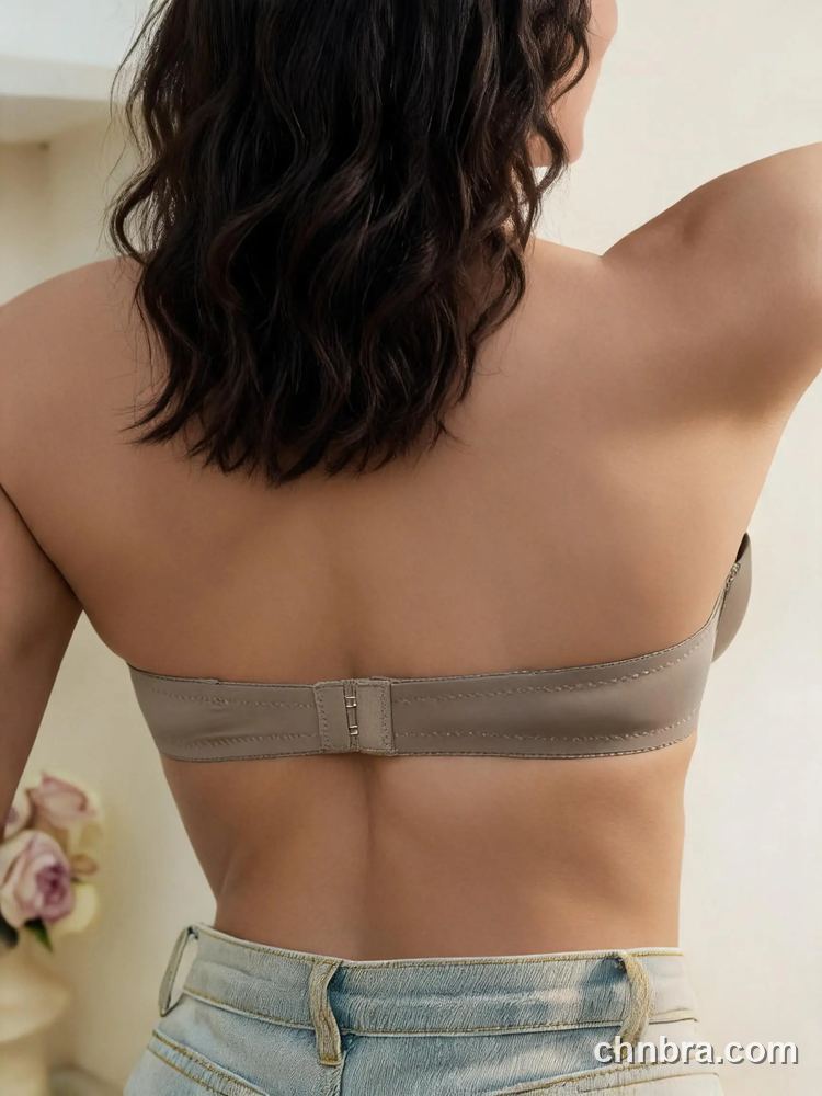 Women's Taupe Strapless Balconette Bra with Clear Detachable Straps, Comfortable Daily Wear – Factory Wholesale 2