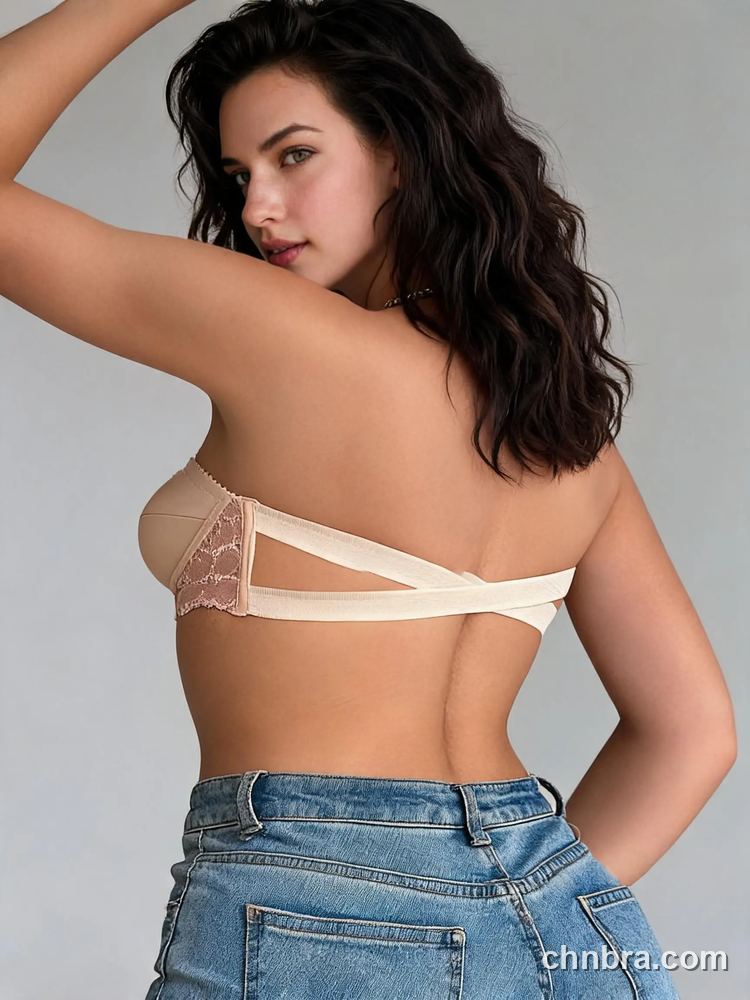 Strapless Bandeau Bra with Scalloped Lace Hem, Front Hook Closure – Wholesale Bra Manufacturing Factory 2
