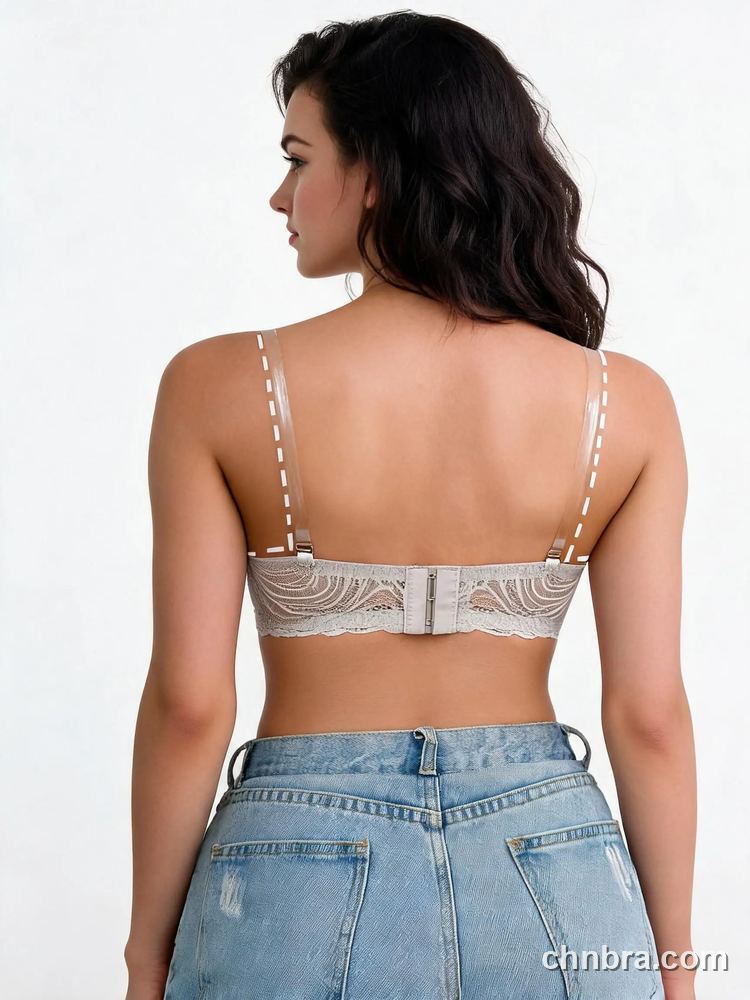 Custom Gray Swirl Embroidered Strapless Bandeau Bra, for Bridal Gown & Sleeveless Tops – Wholesale Direct from Factory 10