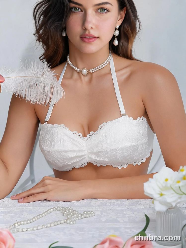 Wholesale Women's White Lace Bandeau Bra with Halter Strap – Direct Factory 4