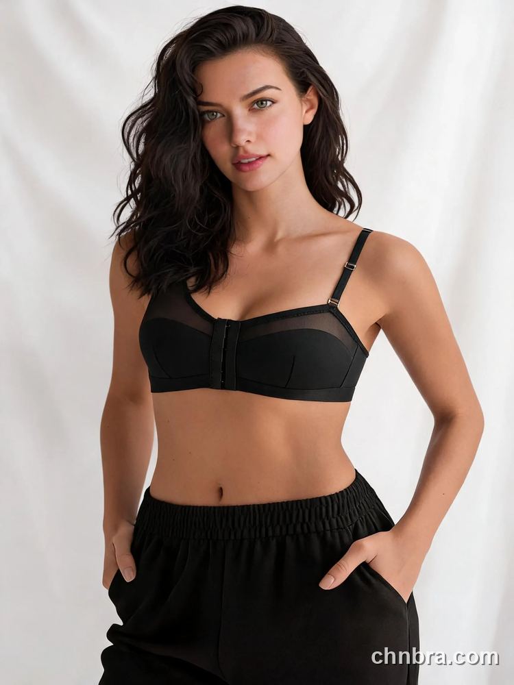 Front Hook Bra with Sheer Mesh Neckline, Convertible Straps, for Wedding & Evening Dress – OEM / ODM Lingerie Manufacturer 5