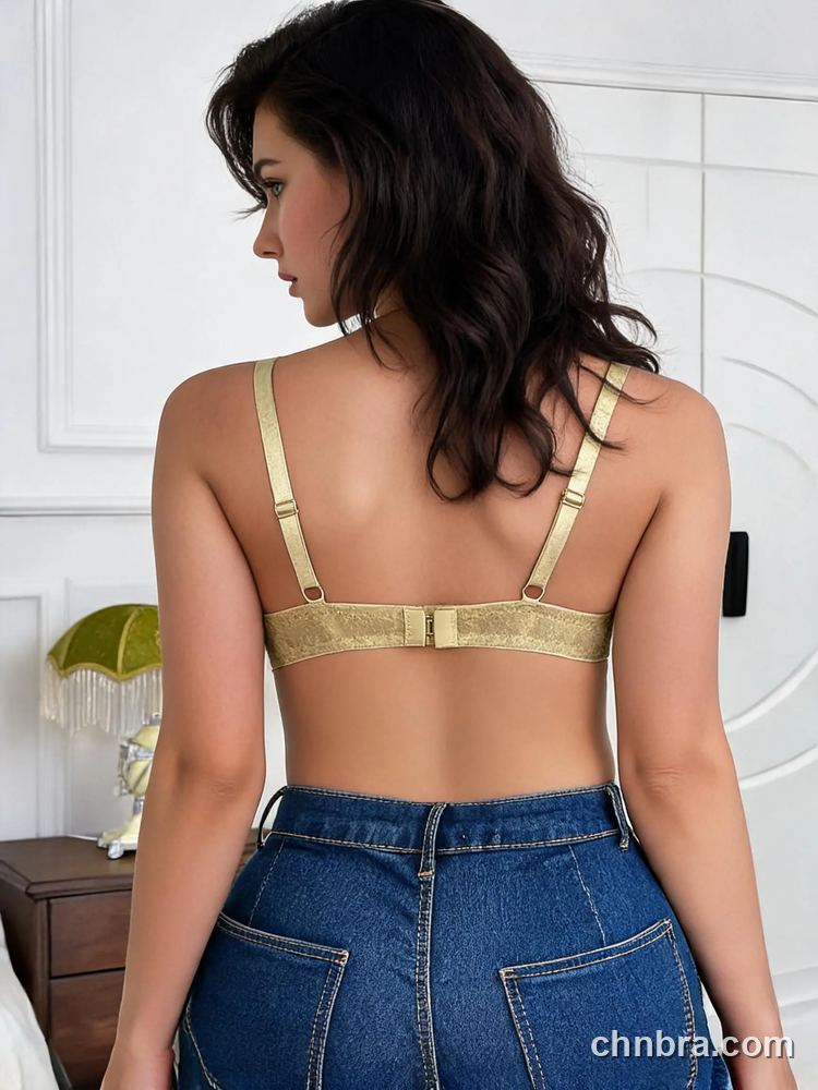 Women's Champagne Jacquard Push-Up T-Shirt Bra, Underwire Contour Bra – Factory Wholesale, China 2