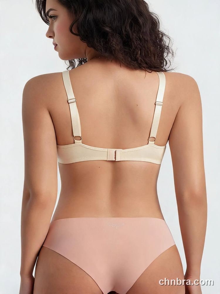 Wholesale Women's Nude Honeycomb Textured T-Shirt Bra with Wide Straps, Underwire Contour Bra – Direct from Factory 2