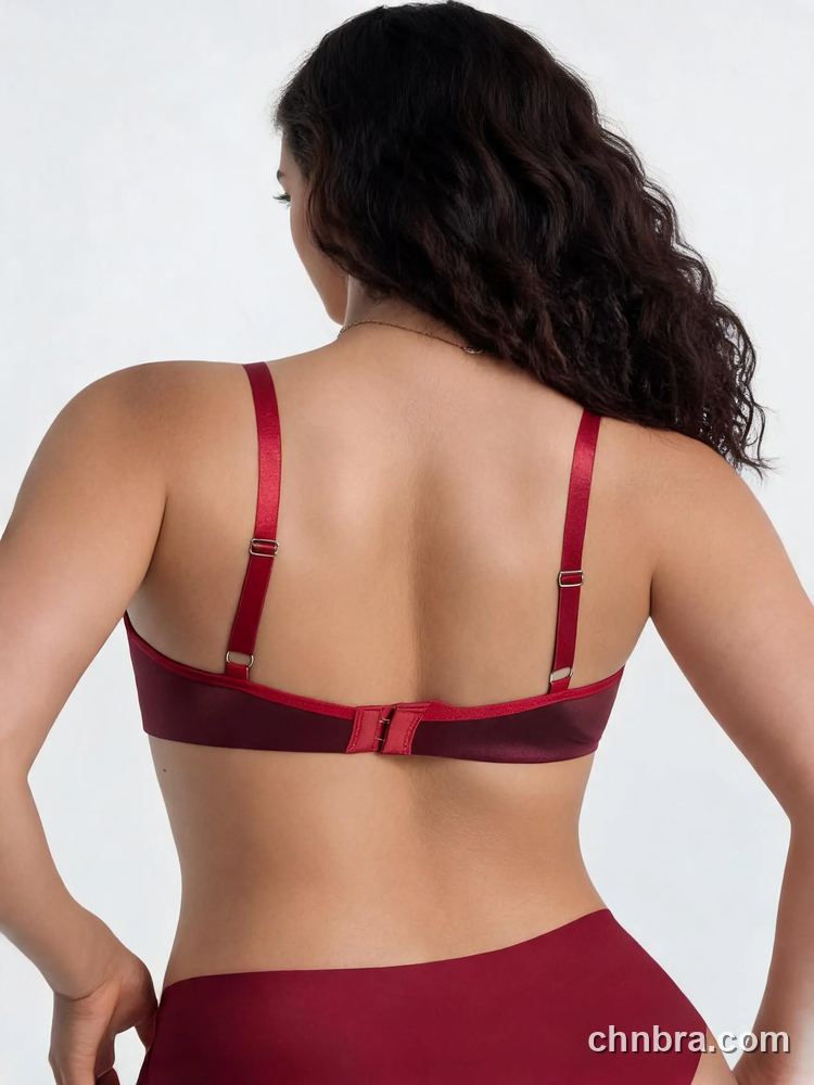 Burgundy Satin T-Shirt Bra with Sheer Mesh Neckline, Everyday Contour Bra – OEM / ODM Bra Manufacturer 2