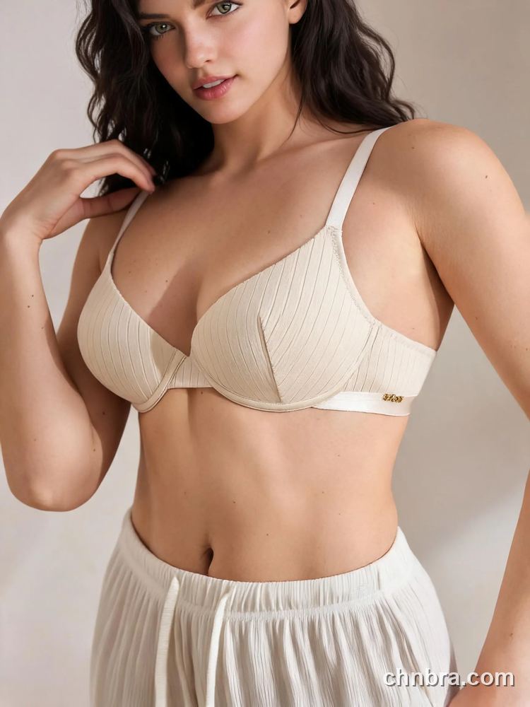Women's Nude Ribbed Knit Molded T-Shirt Bra, Underwire Everyday Bra – Factory Wholesale, China 4