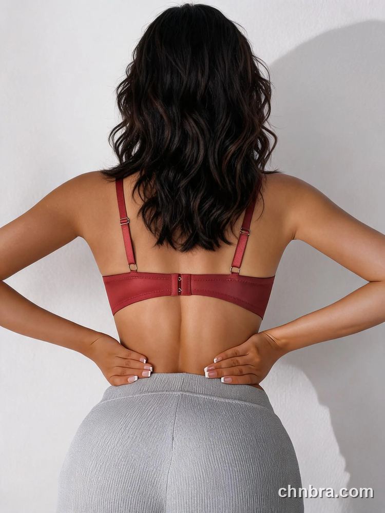 Burgundy Satin Seamed Cup T-Shirt Bra, Underwire Full Coverage Bra – Wholesale Bra Manufacturing Factory 2