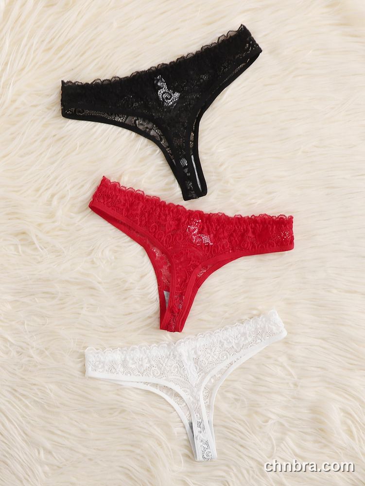 Women's Black Eyelash Lace Thong – Wholesale Panties Manufacturing Factory 2