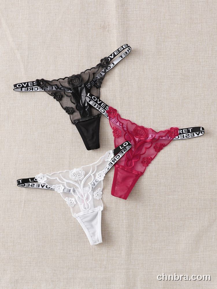 Black Rose-Embroidered Sheer G-String – Bulk Wholesale, Lingerie Supplier 3