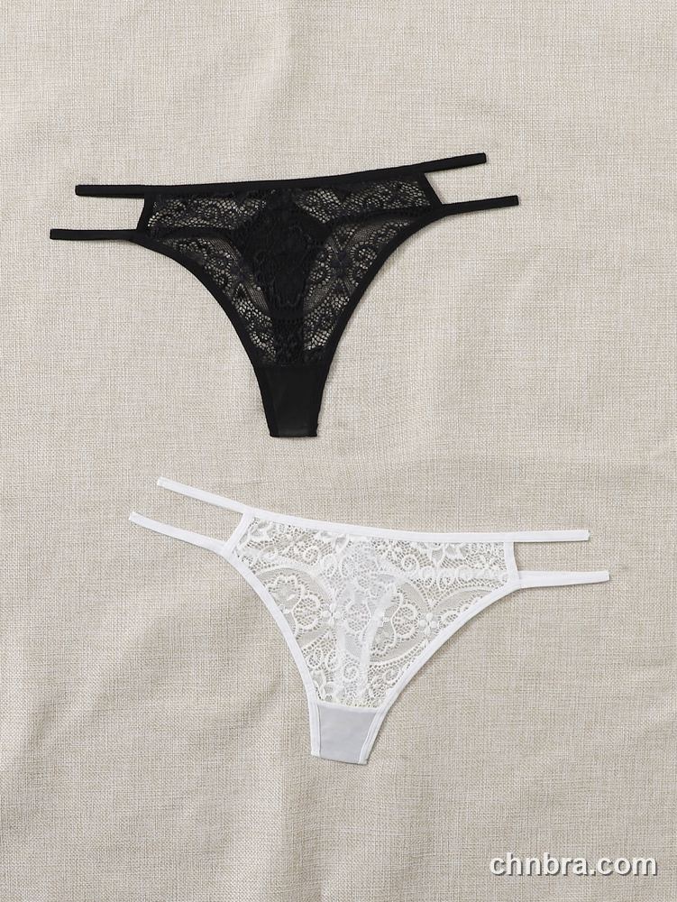 Black Floral Lace Thong Panties – Factory Wholesale, Nylon Blend 4
