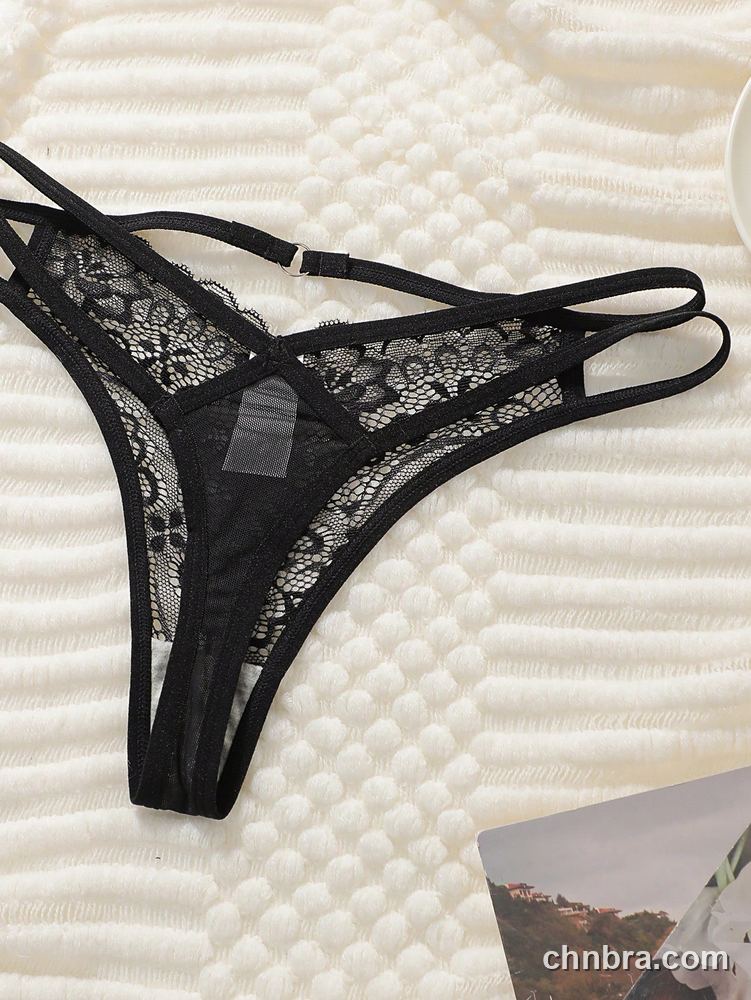 Black Floral Lace Strappy Thong – Bulk Wholesale, Lingerie Supplier 5