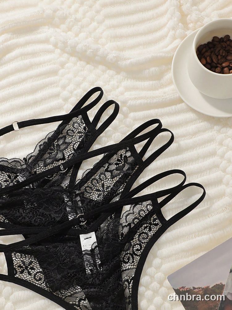 Black Floral Lace Strappy Thong – Bulk Wholesale, Lingerie Supplier 6