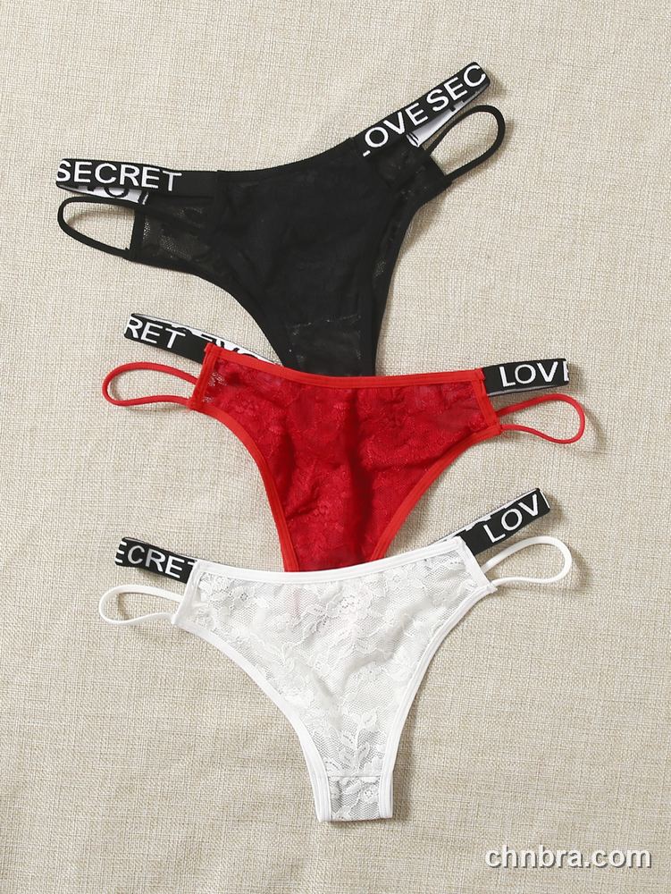 Wholesale Women's Black Logo-Band Lace Thong – Direct Factory 2