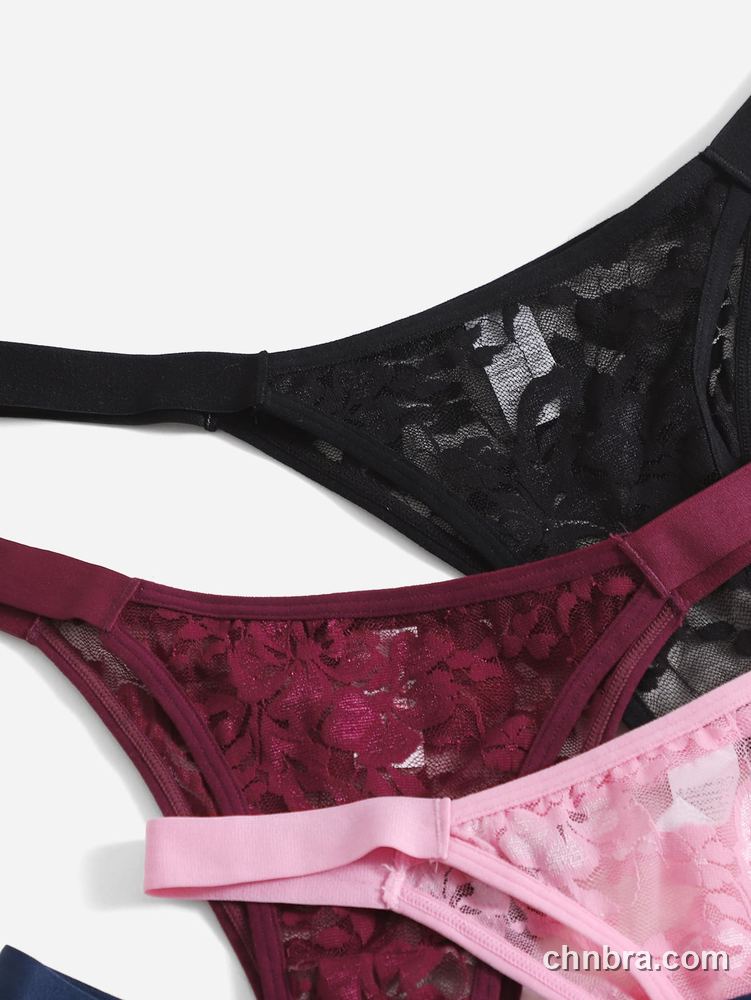 Women's Sheer Floral Lace Thong 4-Pack Panties – OEM / ODM Underwear Manufacturer 5