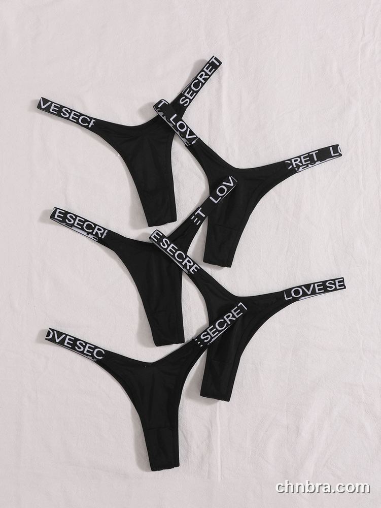 Black Seamless Thong 5-Pack Panties – Factory Wholesale, Nylon Blend 4