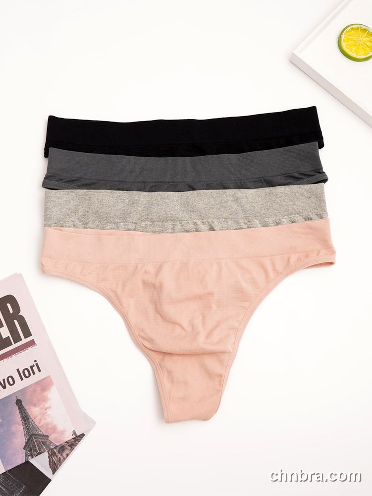 Ribbed Seamless Thong 4-Pack Panties – Factory Wholesale, Nylon Blend