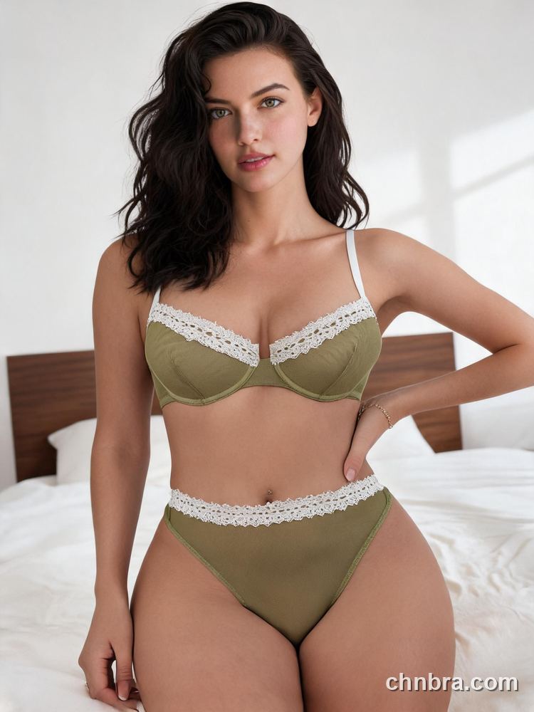 Olive Mesh Underwire Unlined Bra & Panty Set – OEM / ODM Lingerie Manufacturer 4